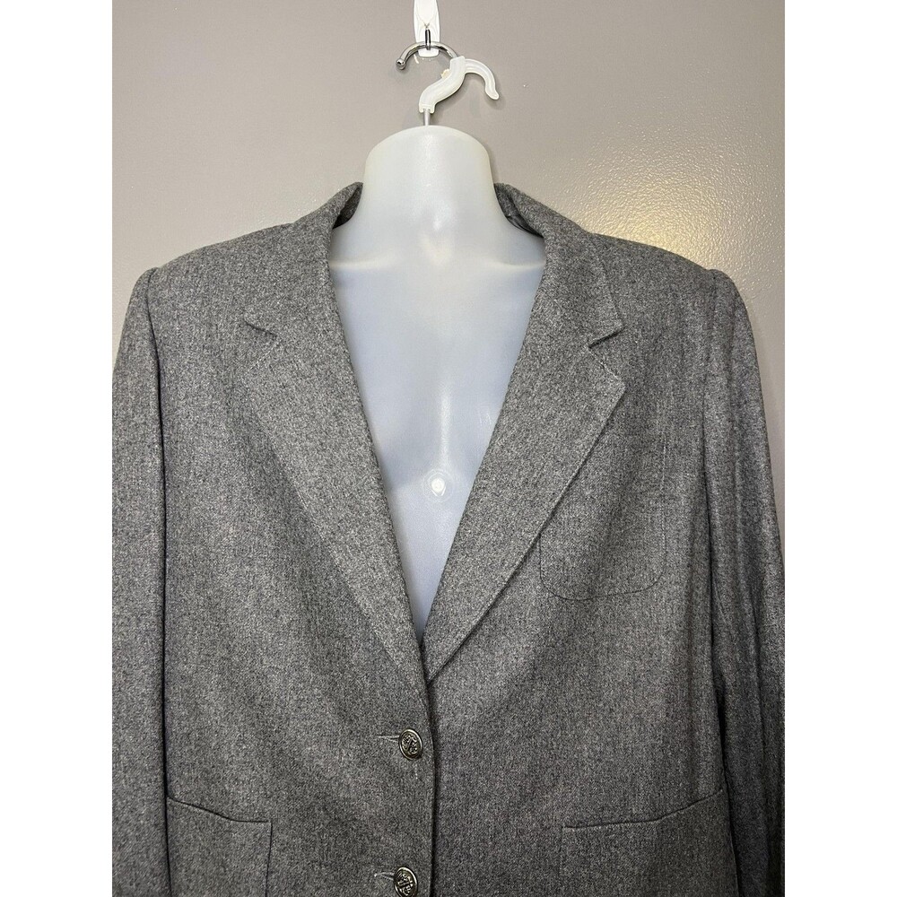Vintage Harrington Square Blazer Womens 16 Gray Wool Two Button Lined Jacket